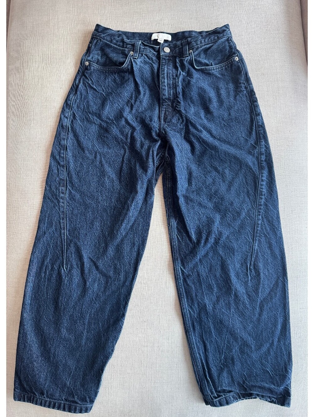 COS Barrel Leg Jeans Blue Crinkle Wash Size 28